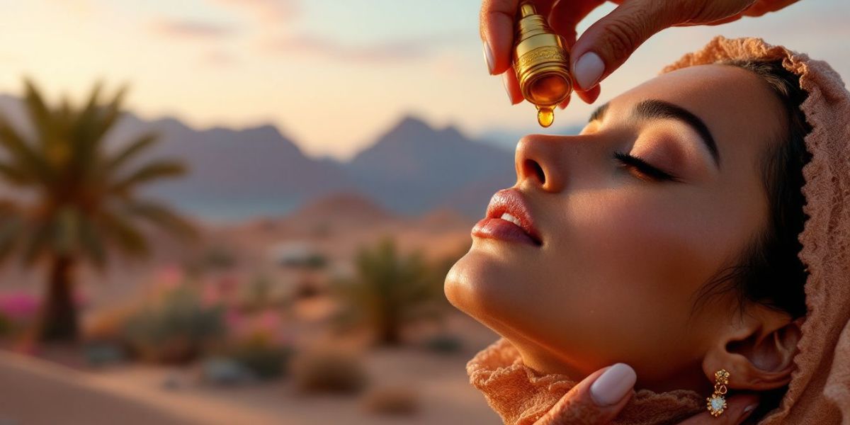 A close-up of argan oil being applied to skin, highlighting its benefits.